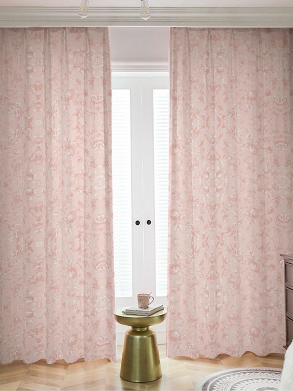 Soft Pink Floral Window Curtains - Pink Peony blackout